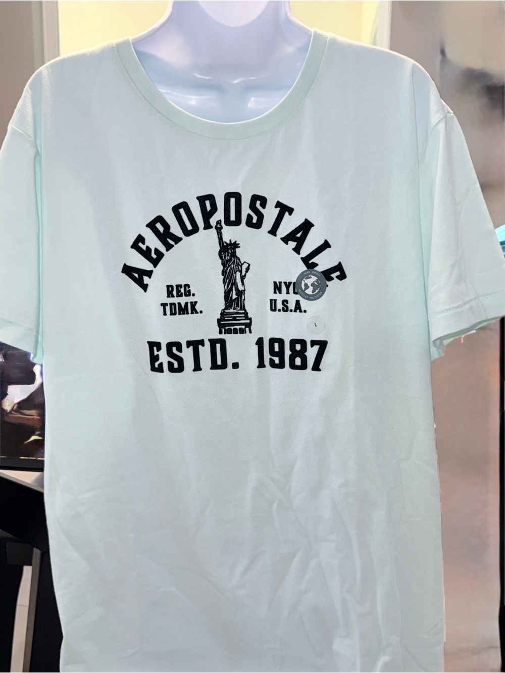 Aeropostale Light Mint Graphic Tee with Black Print
